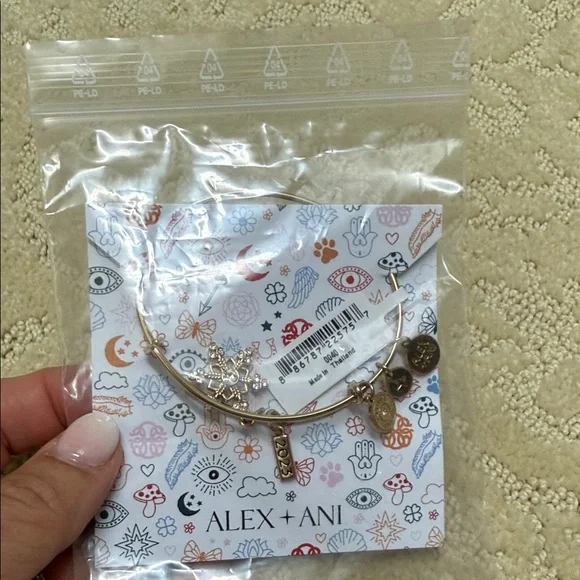 Alex and Ani Gold Snowflake Charm Bracelet - Picture 1 of 4